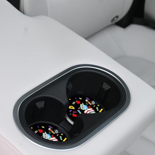2 Pack Ceramic Cup Holders,Owl and Pencil Pattern Car Coasters Set for Women/Men,2.56" Ceramic Stone & Cork Base Drink Coasters. - color: Owl and Pencil