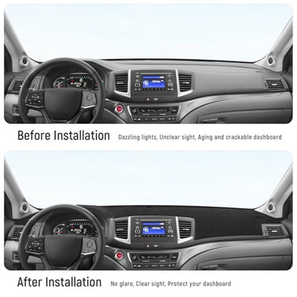 Dash Cover for Honda Pilot 2016-2022 & Ridgeline 2017-2025 & Passport 2019-2025 Accessories Flannel Dashboard Cover Dash Mat Center Console Cover Sunshield Protector Pad - size: for Honda 2016-2022 Pilot