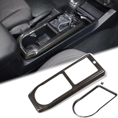Aunginsy Car Gear Shift Panel Cover Cup Holder Trim Kit Compatible with Toyota Tacoma 2016-2023 Center Console Gear Shifter Cupholder Panel Decorative Frame Protection Ring ABS Interior Accessories - color: Carbon Fiber Pattern(Kit)