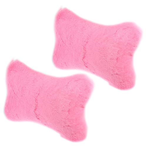 X AUTOHAUX 1 Pair Furry Car Seat Neck Pillows Soft Fluffy Warm Car Headrest Pillows Head Support Car Decor Accessories Pink - color: Pink