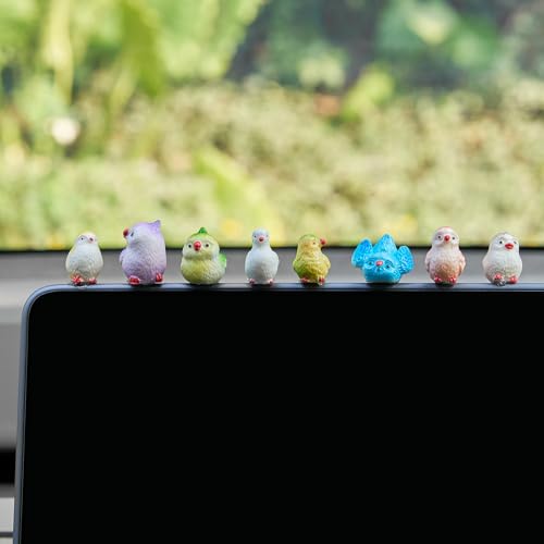 Rislobx Bird Car Dashboard Decorations, 8PCS Cute Bird Rearview Mirror Decor, Fun Car Interior Ornament Accessories for Women - color: Bird