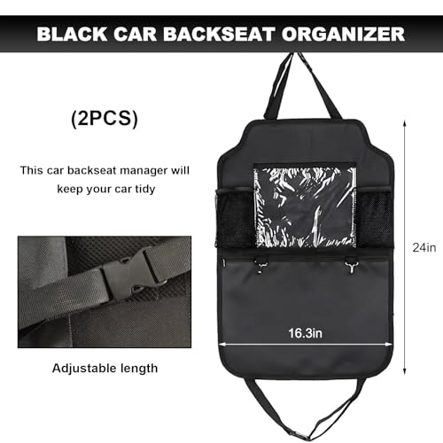 2PCS Car Backseat Organizer, Oxford Car Back Seat Protecter Kick Mat with Touch Screen Tablet Holder, Waterproof Automotive Seatback Storage Bag with Multi Functional Pockets (Zipper) - color: Zipper