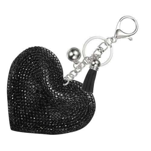 PATIKIL Rhinestone Keychains for Women, Cute Bling Heart Shape Purse Charm for Bag Handbags Car Keys - color: White-black