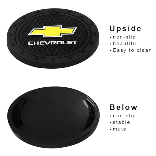 Chevrolet Car Cup Holder Coaster, Black, 2.76 Inch, 2 Pieces | Silicone, Car Interior Accessories - color: Black-a3