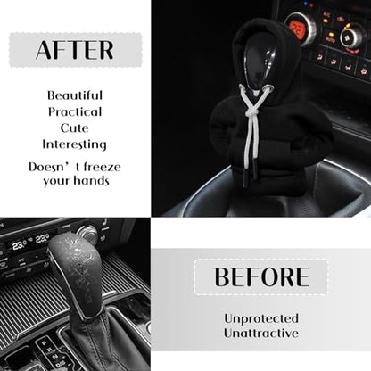 vvag Hoodie Car Gear Shift, Dutch Velvet, Black+Red, Universal Fit Knob Cover, 16 x 11.5cm/6.3 x 4.5inch - color: Black+Red