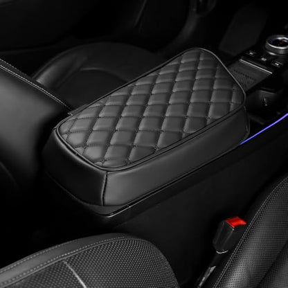 Car Armrest Cushion Cover Compatible with KIA EV6 2022-2026 Accessories, Leather Center Console Armrest Pad(Black) - color: Black, size: Size compatible with EV6 2022-2026