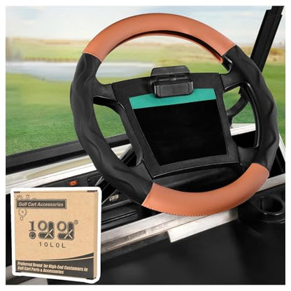 10L0L Golf Cart Steering Wheel Cover for Yamaha, Club Car DS & Precedent 1981-up, 14 Inch Black Brown - color: Black Brown