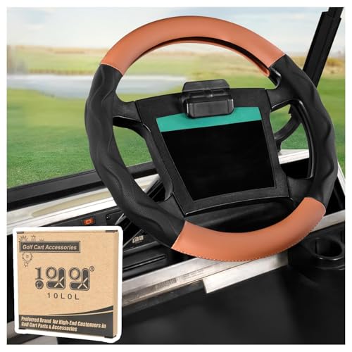 10L0L Golf Cart Steering Wheel Cover for Yamaha, Club Car DS & Precedent 1981-up, 14 Inch Black Brown - color: Black Brown