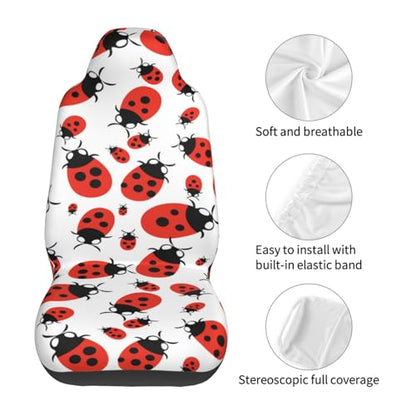 Red Ladybug Front Seat Covers 2 Pack, Vehicle Seat Protector Car Mat Covers, Fit Most Bucket Seats - color: Red Ladybug