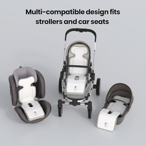 Baby Stroller Cooling Pad with 2 Built-in Blower Up to 10H MAX 10000 mAh Rechargeable 3 Speed Adjustable Car Seat Liner Cooling Cushion for Toddler Outdoors Summer Baby Essentials - color: Grey