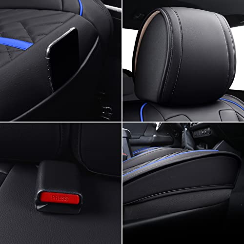 Tomatoman Tacoma Car Seat Covers Compatible with Toyota Tacoma 2005-2015 2016-2023 2024 2025 2026 Truck Access Crew Double Cab TRD Sport Offroad Limited SR5 V6 Cushions(Full Set/Black-Blue) - color: Full Set/Black-Blue