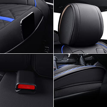 Tomatoman Tacoma Car Seat Covers Compatible with Toyota Tacoma 2005-2015 2016-2023 2024 2025 2026 Truck Access Crew Double Cab TRD Sport Offroad Limited SR5 V6 Cushions(Full Set/Black-Blue) - color: Full Set/Black-Blue