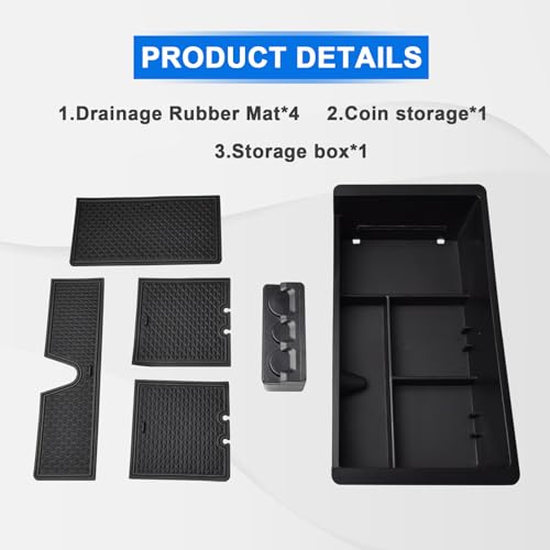 Center Console Organizer Tray Compatible with GMC Sierra 1500 Accessories/Silverado 1500 2014-2018 / Silverado 2500/3500 HD 15-19 /Suburban/Tahoe/Yukon 15-20 Armrest Storage Box (Black Trim) - color: Black