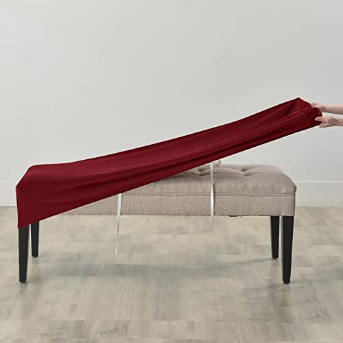 FORCHEER Velvet Bench Slipcover - Washable Seat Protector for Living Room, Kitchen & Bedroom (Velvet-Wine Red) - color: Velvet-wine Red