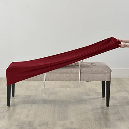 FORCHEER Velvet Bench Slipcover - Washable Seat Protector for Living Room, Kitchen & Bedroom (Velvet-Wine Red) - color: Velvet-wine Red