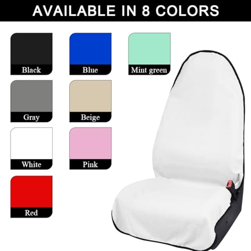 DXNQ 2PCS Car Towel Seat Cover, Waterproof Sweating Non-Slip Premium Soft Towel Carseat Protector, Universal Machine Washable Car Truck SUV Front Seat Cover for Gym Workout Beach Hiking (White) - color: White, 2pcs, Front