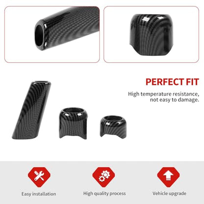 Jimen Fit for Jeep Wrangler JL JLU Gladiator JT 2018-2025, 4WD and Gear Shifter Knob Trim & Emergency Brake Handle Cover (Carbon Fiber)