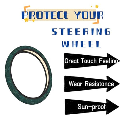 Steering Wheel Cover Accessories Neoprene Cover Non-Slip Breathable Easy to Install Suitable for Women Men Girls for Car SUV Van Truck Universal 14.5-15.5 Inch Dark Green Palm - color: Dark Green Palm