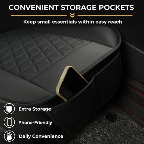 Black Seal 2-Pack Front Car Seat Covers, Faux Leather Seat Bottom Covers with Partial Backrest Protection, Side Wrap Design, Universal Fit for Most Cars, SUVs, Trucks, Vans (Black) - color: 2-Pack-Black