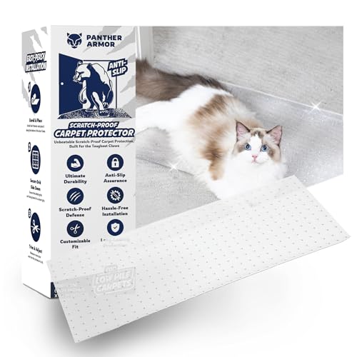Panther Armor Scratch-Proof Carpet Protector for Pets, Plastic Rug Runner and Cover, 12.2 x 43 inches, Cat Scratch Protector for Doorway, Stop Cat from Scratching, Door Mat