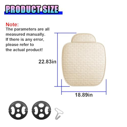 Car Front Seat Cover, Comfortable Linen Automotive Seat Pad with Storage Pocket, Anti-Slip Breathable Vehicle Seats Protection Mat, Universal Car Interior Seats Pad for SUV, Truck (Beige-S) - size: Beige-S