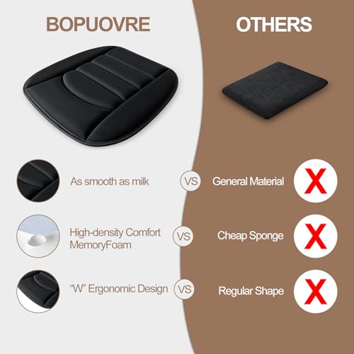Memory Foam Car Seat Cushion with Breathable Fabric & Non-Slip Gel, Universal Fit for Car Truck Office Home 19.6x18x1.2 Black - size: Base