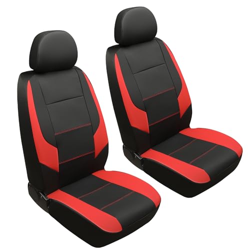 GIANT PANDA Front Car Seat Cover for Hyundai, Faux Leather Bucket Seat Covers Custom Fit Hyundai Sonata Elantra Santa Fe Tucson Accent Kona Palisade Genesis Venue Ioniq (Red+Black) 2-Pack - color: Black&Red