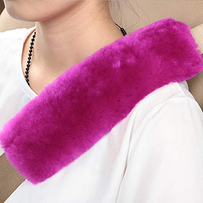 OGLAND 2 Pack Automotive Authentic Sheepskin Car Seat Belt Pads, Soft Shoulder Pad, Neck Cushion Protector, Genuine Natural Merino Wool (F-Pink) - color: F-PInk, size: Shearling Wool