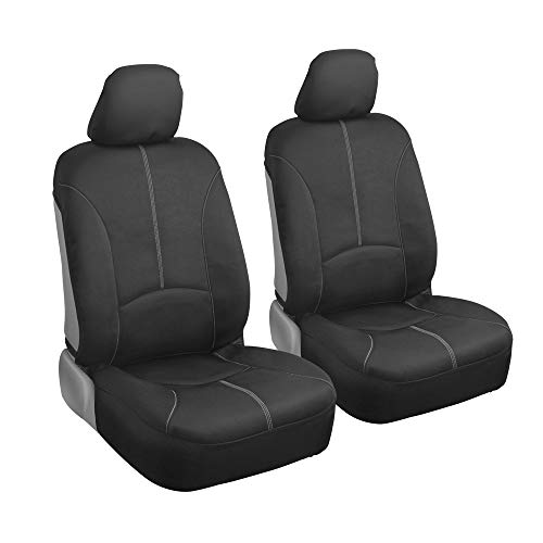 Motor Trend SpillGuard Waterproof Car Seat Covers, Front and Rear Full Set (Gray Stitch) – Neoprene Seat Protectors with Extended Bench Side Coverage for Auto, Truck, Van, and SUV - color: Gray Stitching