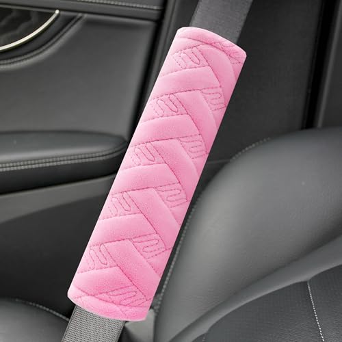 2-Pack Soft Seat Belt Covers Universal Car Shoulder Pad Cushions with Braid Pattern for Comfortable Driving & Bag Strap Protection Pink - color: Pink