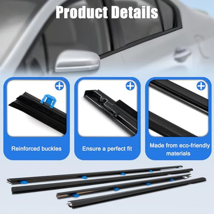 4Pcs Weatherstrip Window Moulding Trim Seal Belt Compatible with 2012-2015 Honda Civic Replace# 72410TR0A01 - color: 2012-2015, size: For Honda Civic