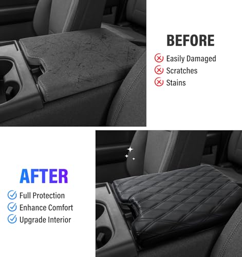 Thickened Center Console Armrest Cover with Hidden Pockets for 2015-2025 F150 Accessories, 2017-2025 F250 F350 F450, PU Leather Middle Console Protective Cover (Jump Seat Console Only) - color: Jump Seat (Hidden Pocket)