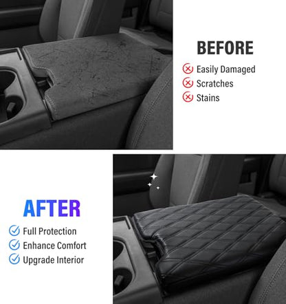 Thickened Center Console Armrest Cover with Hidden Pockets for 2015-2025 F150 Accessories, 2017-2025 F250 F350 F450, PU Leather Middle Console Protective Cover (Jump Seat Console Only) - color: Jump Seat (Hidden Pocket)