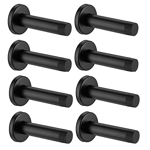 JQK Door Stopper Black, 304 Stainless Steel Thicken 1mm Sound Dampening Door Stop Bumper Wall Protetor 8 Pack, Matte Black, DSB5-PB-P8 - color: Black, size: 8 Pack