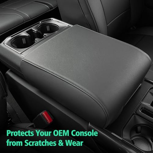 DiffCar® Console Center Cover for Ford F150: 2021-2026(Bucket Seat Console Only), Faux Nappa Leather Armrest Protector for F-150 Truck Interior, Car Accessories for F 150 2021 2022 2023 2024 2025 2026