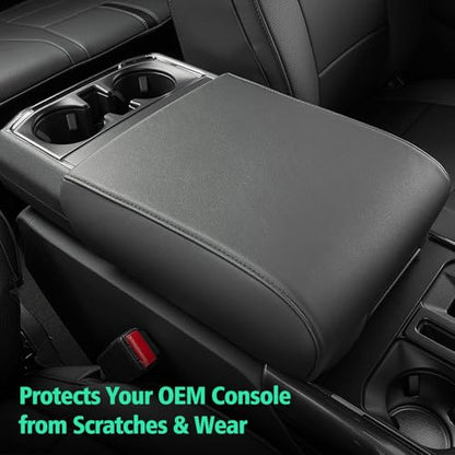 DiffCar® Console Center Cover for Ford F150: 2021-2026(Bucket Seat Console Only), Faux Nappa Leather Armrest Protector for F-150 Truck Interior, Car Accessories for F 150 2021 2022 2023 2024 2025 2026