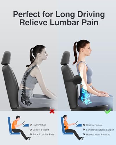 Luxtude Inflatable Lumbar Pillow for Airplane Travel, Inflatable Lumbar Support Pillow for Car & Office Chair, Neck Roll Pillows for Lower Back Pain Relief, Travel Back Support Neck Pillows
