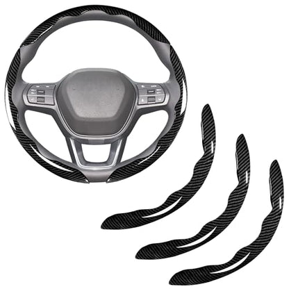 Carbon Fiber Steering Wheel Covers 3 Piece Clip on Steering Wheel Cover (Black) - color: Black