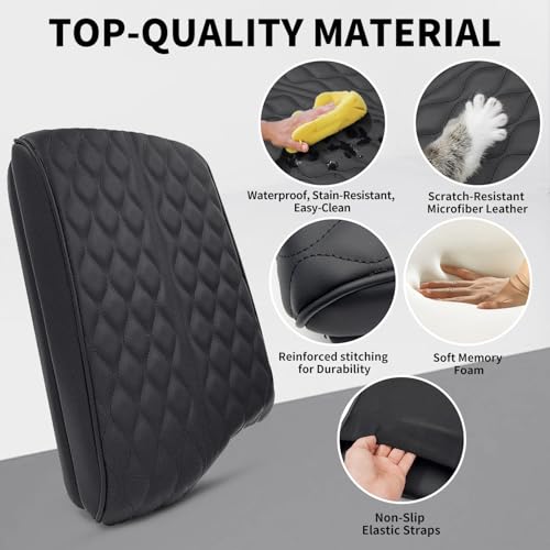 Center Console Armrest Cover Compatible with Hyundai Palisade 2020-2025 Accessories, Premium Leather Arm Rest Cover Pad, Car Middle Console Cover (Black) - size: 2020-2025 Hyundai Palisade
