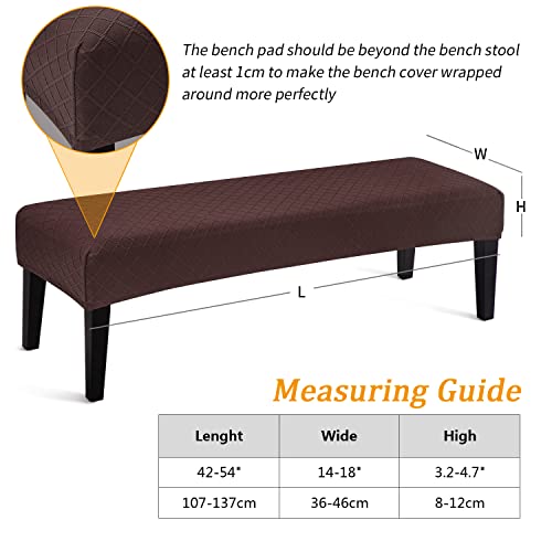 Fuloon Stretch Jacquard Dining Bench Cover - Anti-Dust Removable Bench Slipcover Washable Seat Cushion Protector for Bedroom, Kitchen, Hotel, Banquet (Chocolate) - color: Chocolate
