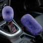 2PCS Plush Car Gear Shift Knob Cover & Handbrake Cover, Shift Knob Protector, Soft Fluffy Gear Handbrake Protective Sleeves, Shifter Lever Brake Handle Warm Plush Set for Cars (Dark Blue) - color: Dark Blue