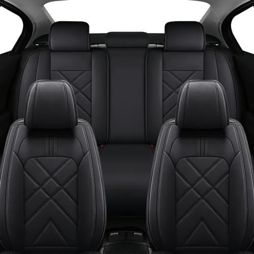 Faux Leather Custom Fit Seat Covers Compatible with Nissan Frontier 2007-2026 Full Set 5 Seats, Airbag Compatible, Black - color: #068-Black, size: 5 Seats