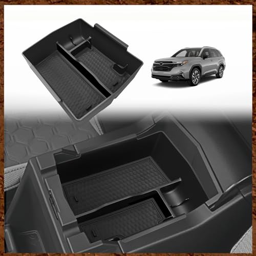 Upgraded Center Console Organizer Compatible with 2025 Subaru Forester Middle Armrest Storage Box Insert Tray Cable Holder Interior Accessories Easy Removal (Black) Won't fit 2026 Model - color: Black