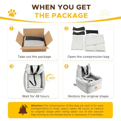 Dog Booster Car Seats for S/M Dogs Up to 35lbs,Pet Car Seat/Travel Bed with Washable&Removable Cover,Storage Pockets,Dog Safety Belt and Elevated Cushion Fits in Front/Back Seat - color: Grey
