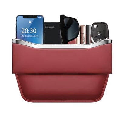 HOLDCY Car Seat Gap Filler Organizer - Leather Console Side Pocket Seat Storage - Stylish and Practical Car Accessories for Cars,SUV,Truck (Red - 1 Pack)