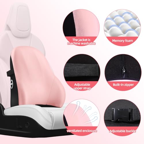 LIQUN Memory Foam Seat Waist Pillow, for Office Chair, Car, Game Chair Lower Back Pain Relief and Improve Posture Lumbar Support Pillow, (Black)