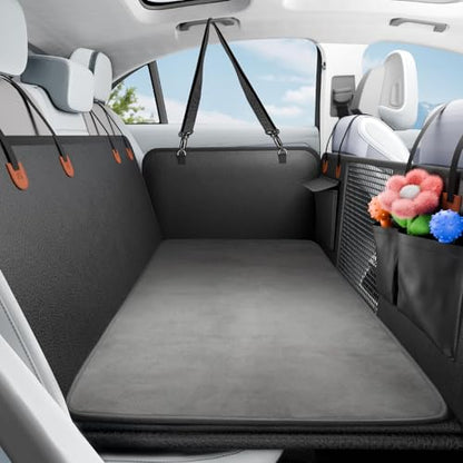 Back Seat Extender,Dog Car Seat Cover with Hard Bottom,Waterproof Dog Hammock for Car Pet Backseat Protector,Anti Scratch, Easy to Clean Holds 400lbs (Hammock with Bed Mat) - size: Cover with Mat