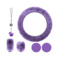 Yourkar 6 PCS Fluffy Steering Wheel Covers Set, 15 Inch Soft Steering Wheel Cover, Handbrake Cover & Gear Shift Cover & Cup Holder Coaster & Car Mirror Accessory, Car Accessories (Purple) - color: Purple