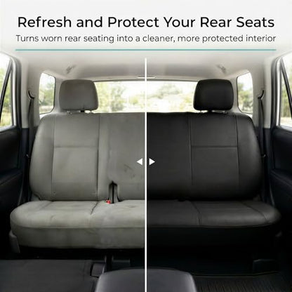 FH Group Classic PU Leather Split Bench Car Seat Cover – Universal Fit for Cars Trucks & SUVs (Black) - color: Black, size: Rear Set