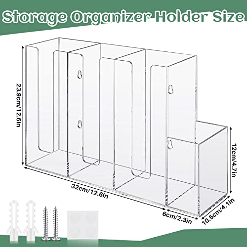 4 Compartments Acrylic Coffee Cup and Lid Storage Organizer Holder Disposable Paper Cup Dispenser Organizer Plastic Lid Holder Accessories for Kitchen Bar Shop Party Supplies(Transparent)